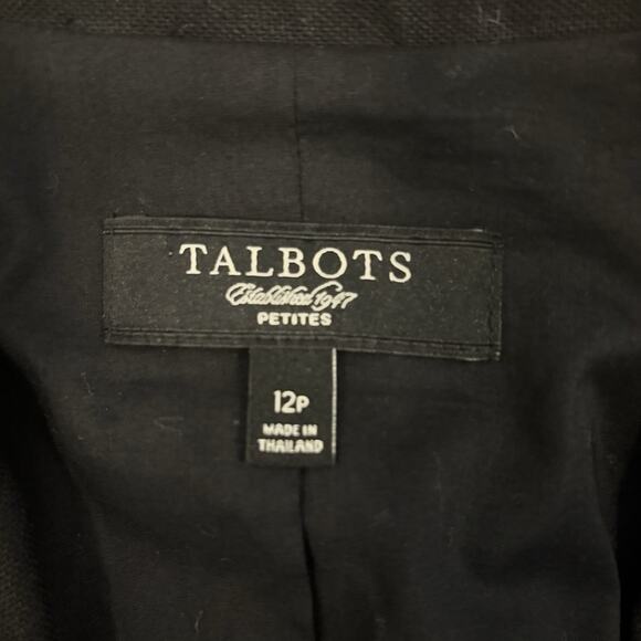 Talbots Women Black Jacket 12P Long Sl Collar Notch Clueless Preppy Office Siren - Picture 7 of 11